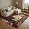 7' X 9' Rustic Brown Animal Lodge Area Rug