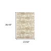 2' X 3' Ivory And Gray Abstract Strokes Scatter Rug