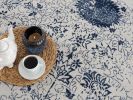 2' X 3' Navy Blue Distressed Floral Scatter Rug