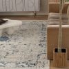 4' X 6' Navy Blue Distressed Floral Area Rug