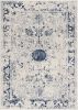 5' X 8' Navy Blue Distressed Floral Area Rug
