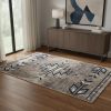 4' X 6' Beige And Blue Boho Chic Area Rug