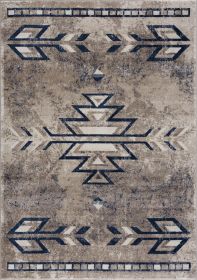 8' X 11' Blue And Beige Southwestern Area Rug