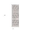 20' Gray And Ivory Trellis Runner Rug