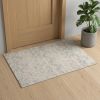 2' X 3' Ivory Distressed Ikat Pattern Scatter Rug