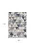 7' X 10' Navy Blue Geometric Diamond Area Rug