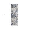 10' Blue and Ivory Geometric Cobblestone Runner Rug