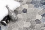 2' X 5' Navy Blue Cobblestone Pattern Area Rug