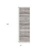2' X 13' Blue And Beige Distressed Stripes Runner Rug