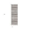 2' X 20' Blue And Beige Distressed Stripes Runner Rug