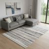 8' X 11' Blue And Beige Distressed Stripes Area Rug