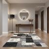 4' X 6' Gray Black and Brown Abstract Geometric Area Rug