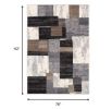 7' X 9' Gray Black and Brown Abstract Geometric Area Rug