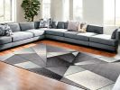 8' X 11' Grey Red Geometric Area Rug