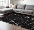 7' X 9' Black And White Abstract Area Rug