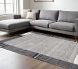 8' X 11' Gray Modern Bordered Area Rug