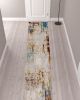 13' Beige And Gold Abstract Shag Runner Rug