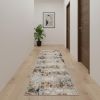 15' Beige And Ivory Abstract Runner Rug