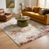 7' X 10' Abstract Beige And Gold Modern Area Rug