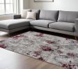 8' X 10' Red and Gray Modern Abstract Area Rug