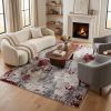 9' X 13' Red and Gray Modern Abstract Area Rug
