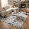 4' X 6' Blue Abstract Dhurrie Area Rug