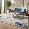8' X 10' Blue Abstract Dhurrie Area Rug
