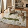 6' X 9' Green Abstract Dhurrie Area Rug
