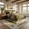 6' X 9' Green Abstract Dhurrie Area Rug