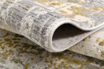 3' X 5' Gold And Gray Abstract Distressed Area Rug