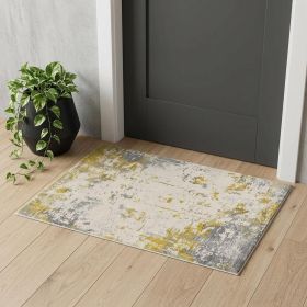 3' X 5' Gold And Gray Abstract Distressed Area Rug