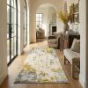 8' Gold Abstract Dhurrie Runner Rug