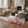 5' X 7' Gray And Red Abstract Distressed Area Rug