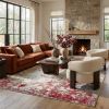 5' X 7' Gray And Red Abstract Distressed Area Rug