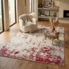 5' X 7' Gray And Red Abstract Distressed Area Rug
