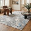 7' X 10' Blue Abstract Circular Motifs Area Rug