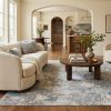 7' X 10' Blue Abstract Circular Motifs Area Rug