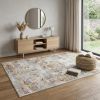 4' X 6' Gray And Beige Distressed Ornate Area Rug