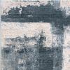 6' X 9' Blue And Ivory Abstract Dhurrie Area Rug