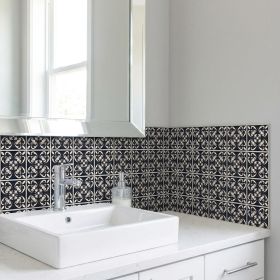4" X 4" Black And White Quatro Peel And Stick Removable Tiles