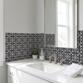 6" X 6" Black And White Quatro Peel And Stick Removable Tiles