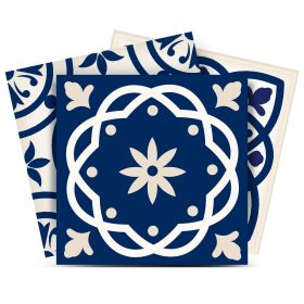 4" X 4" Midnight Blue And White Peel And Stick Removable Tiles