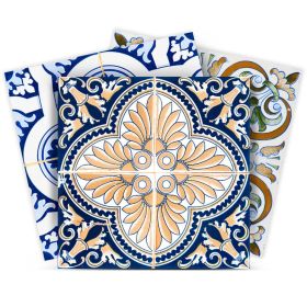 7" x 7" Blue And White Vinyl Peel And Stick Removable Tiles