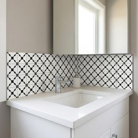 6" X 6" Black And White Tri Peel And Stick Tiles