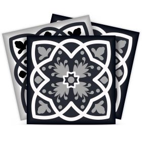 6" X 6" Black White And Gray Baz  Peel And Stick Removable Tiles