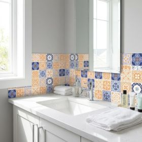 4" X 4" Yellow White And Blues Peel And Stick Removable Tiles
