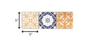 5" X 5" Yellow White And Blues Peel And Stick Removable Tiles