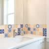 6" X 6" Yellow White And Blues Peel And Stick Removable Tiles