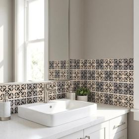 4" X 4" Light Grey And Cream Orchid Peel And Stick Removable Tiles