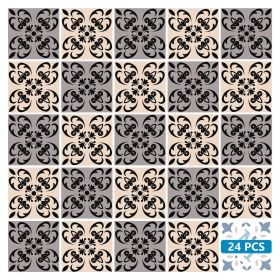 7" X 7" Light Grey And Cream Orchid Peel And Stick Removable Tiles